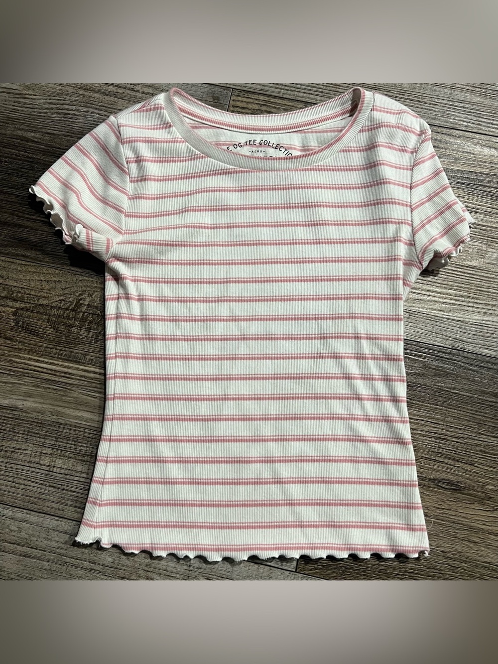 Aeropostale OG Tee Collection Pink Striped Ribbed Baby Tee Size Small Y2K